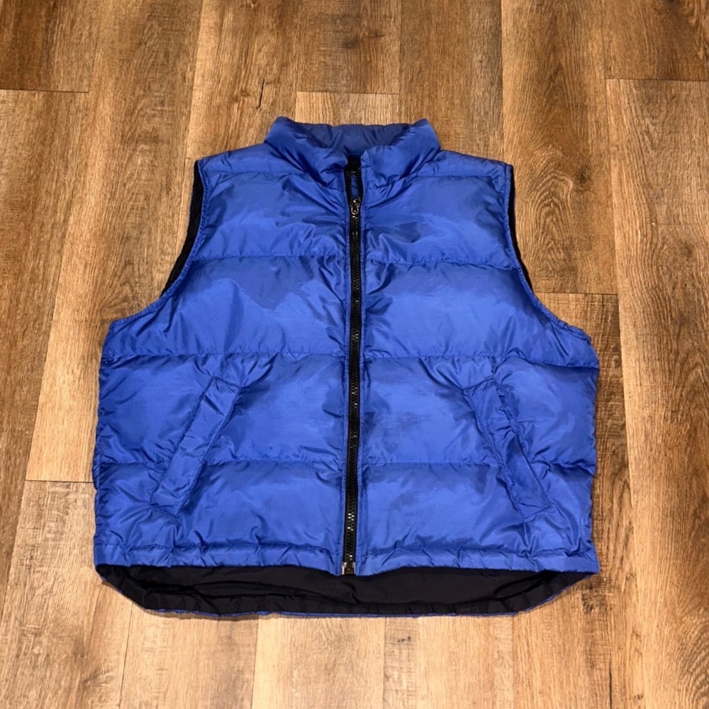Eddie Bauer Mens Blue Goose Down Puffer Vest Ripstop Full Zip Large